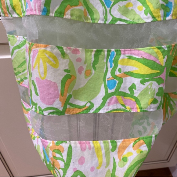 Lilly Pulitzer Ollie Strappy In Elephant Ears Fit And Flare With Mesh Trim Sz 10 - Picture 3 of 8